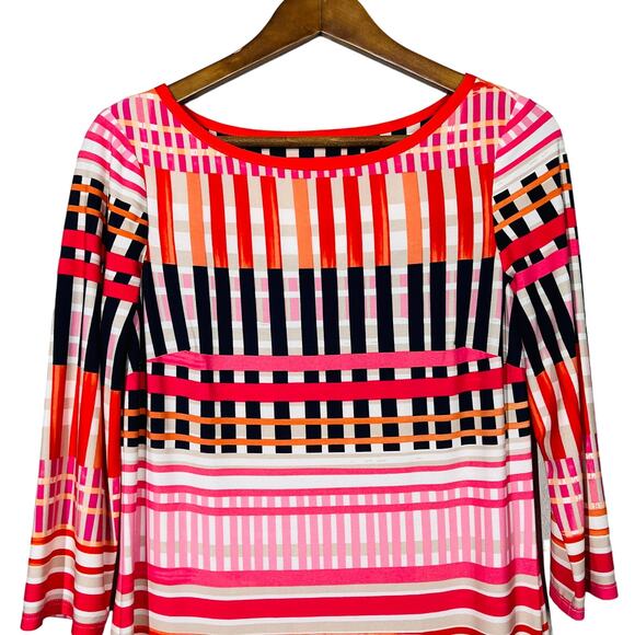 Eliza J Stripe Sheath Dress Scoop Neck 3/4 Sleeve Knee Lgth - 8 - Picture 2 of 4